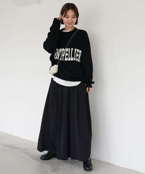 ♡スローブイエナ　ロングスリーブニットプルオーバー SLOBE IENA（スローブイエナ） 長袖ニット FREE ブラック レディース