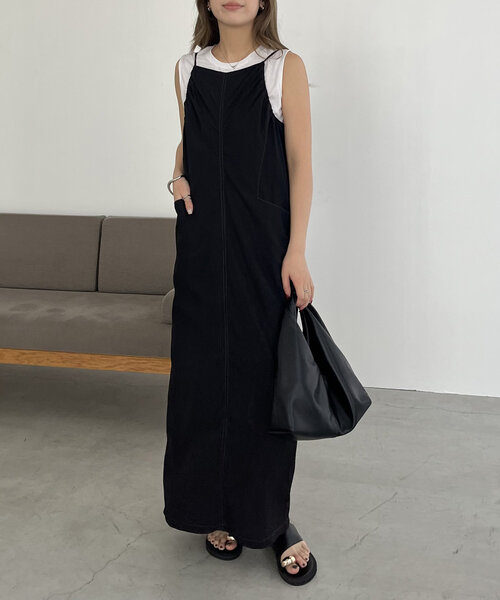 「CAPRICIEUX LE'MAGE」 キャミソールワンピース - ブラック レディース_画像9