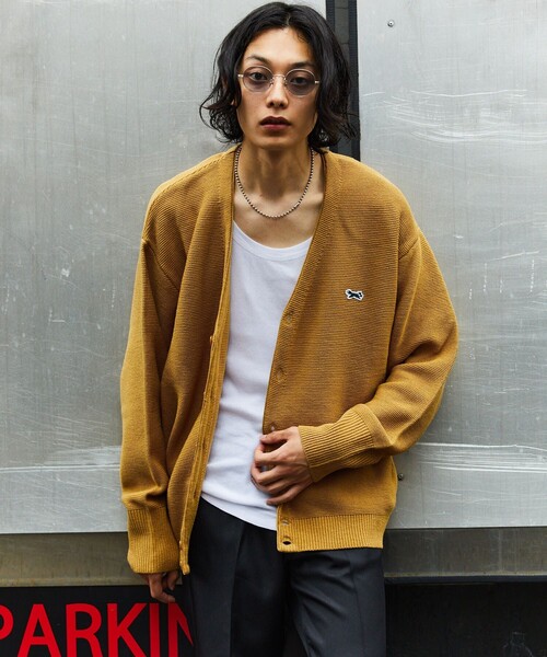 「TOWNCRAFT」 ニットカーディガン MEDIUM マスタード メンズ_画像3