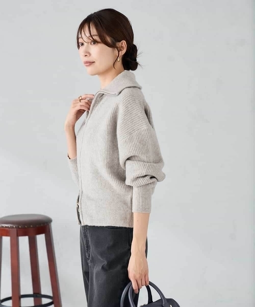 a.v.v（アー・ヴェ・ヴェ） カーディガン WZIP襟付きニットブルゾン