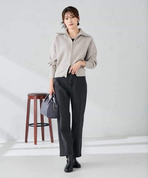 a.v.v（アー・ヴェ・ヴェ） カーディガン WZIP襟付きニットブルゾン