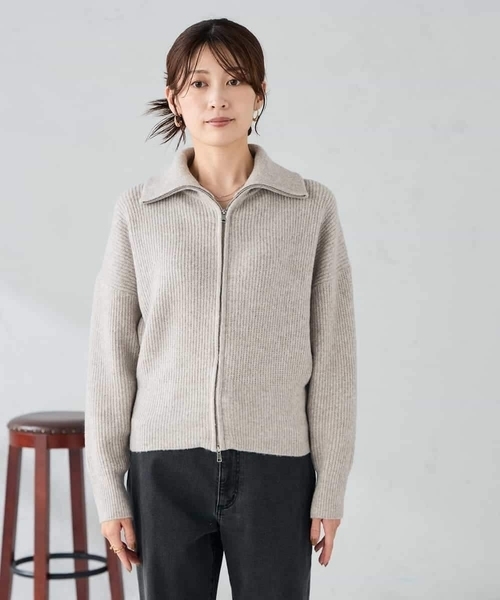 【完売品】ウール襟付きカーディガンコート ジャケット 【未使用品】 2色 上質ウール100% ノーカラーのコート ポケット付き【冬春秋】グレー