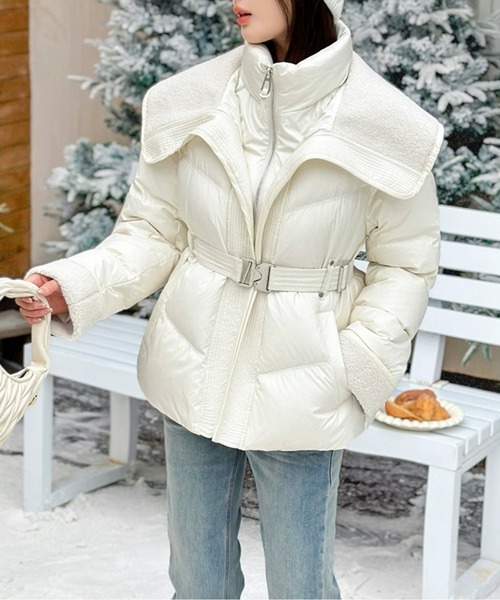 【新品未使用】レディースダウンジャケットWORLD REDYAZEL（レディアゼル） ダウンコート ダウンジャケット ベルト