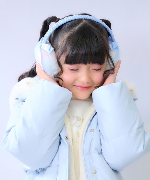 mezzo piano 耳当て イヤーマフ リボン フェイクファーイヤマフ キッズ