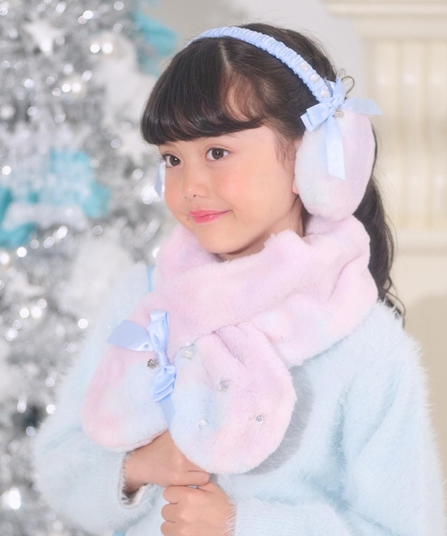 mezzo piano 耳当て イヤーマフ リボン フェイクファーイヤマフ キッズ