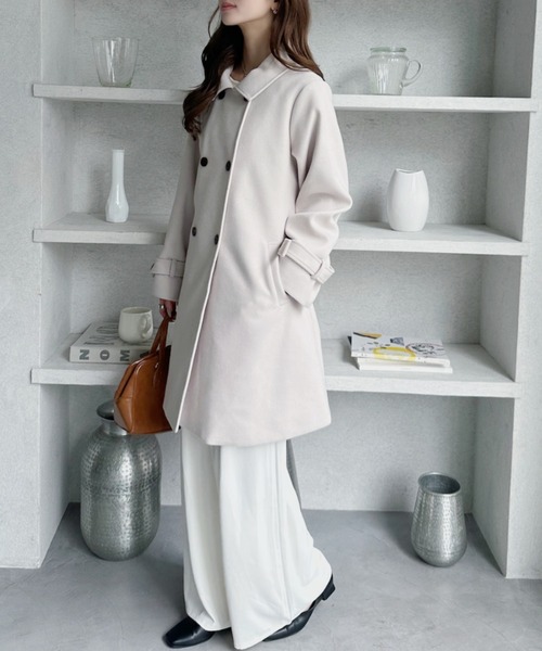 TREOVER ステンカラーコート コート ケープで魅せる2wayミドルコート
