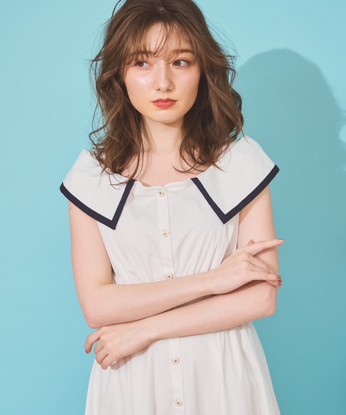 「NOELA」 ノースリーブワンピース S ホワイト レディース_画像3