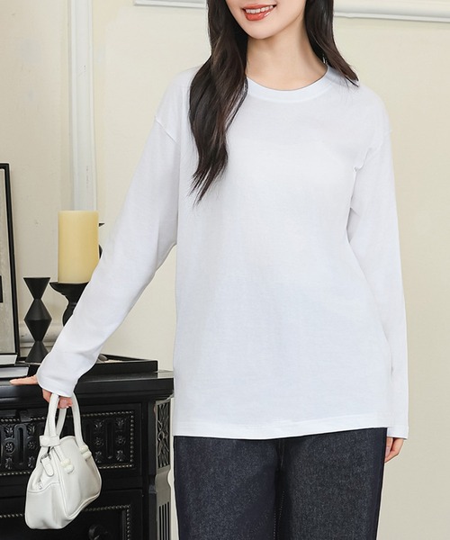 DAYRA tシャツ コットン ラウンドネック ベーシック 長袖 カットソー
