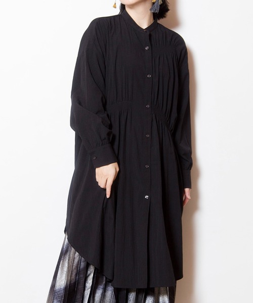 オズモーシス（OSMOSIS）/シャーリングロングブラウス OSMOSIS（オズモーシス） ブラウス シャツ シャーリングロングブラウス