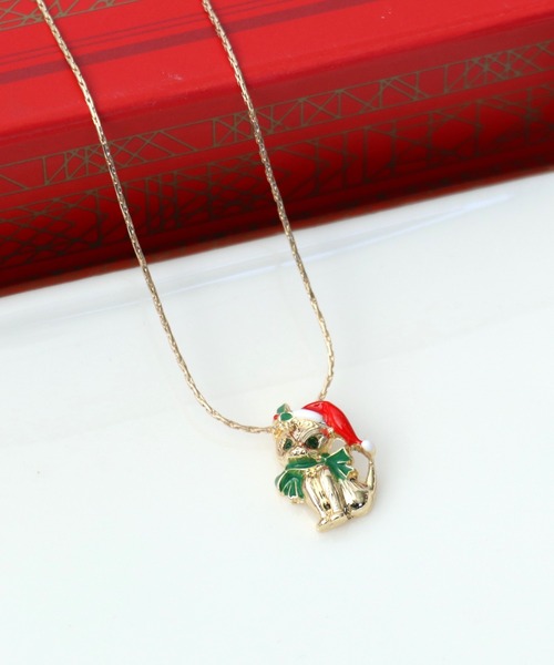 APROSIO&CO 赤いサロペットを着たくまのジャックのネックレス Three Four Time（スリーフォータイム） ネックレス 「X'mas