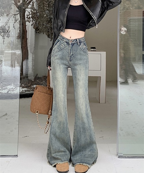 「SpRay」 ブーツカットデニムパンツ SMALL ブルー レディース_画像3