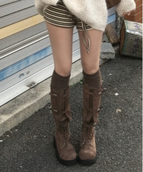 gossip!ロサンゼルス ブーツ Y2K スエードロングブーツ バックル