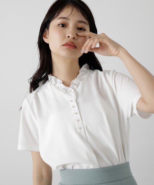 「N.（N. Natural Beauty Basic）」 半袖ブラウス MEDIUM ブラック系その他 レディース_画像2