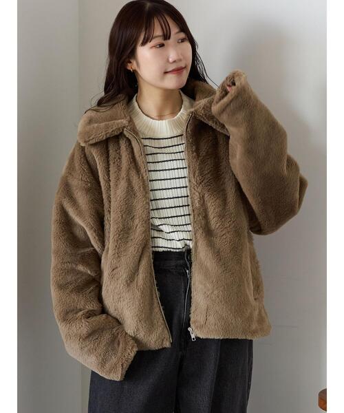 【新品　未使用】EPOCA エポカ　ブルゾン ブラウン系　サイズ48 ehka sopo（エヘカソポ） ブルゾン アウター ジップファーブルゾン