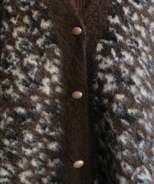 ap retro カーディガン レオパードシャギーニットカーディガン