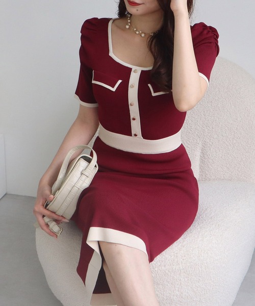 「ROYAL PARTY」 ニットワンピース FREE ボルドー レディース_画像4