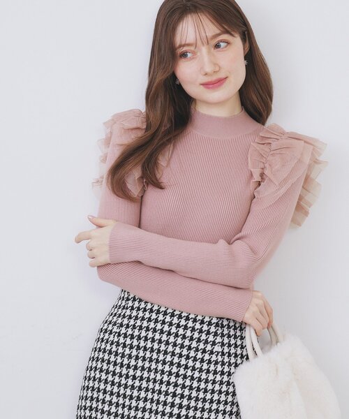 レディース セーター X-girl（エックスガール） ニット セーター LOGO JACQUARD ZIP UP