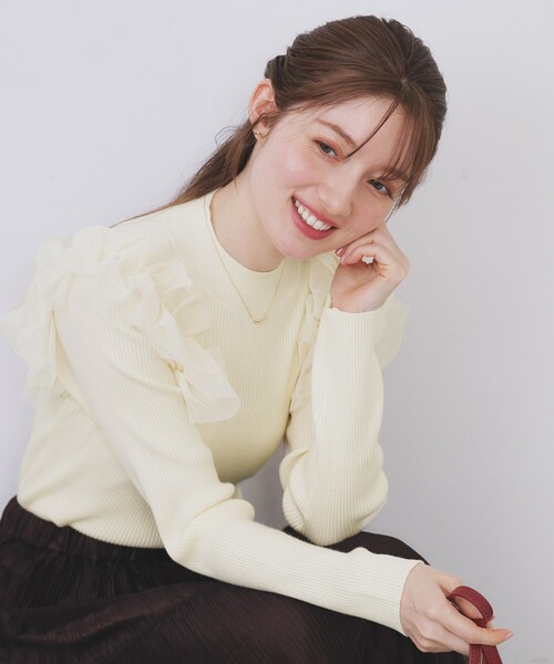 index（インデックス） ニット セーター ショルダーチュールフリル