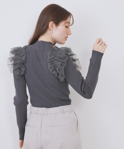 index（インデックス） ニット セーター ショルダーチュールフリル