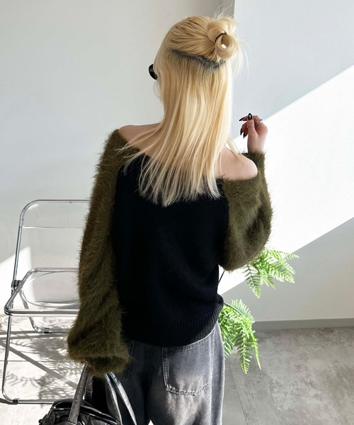 「sedacle girl」 長袖ニット FREE カーキ レディース_画像3