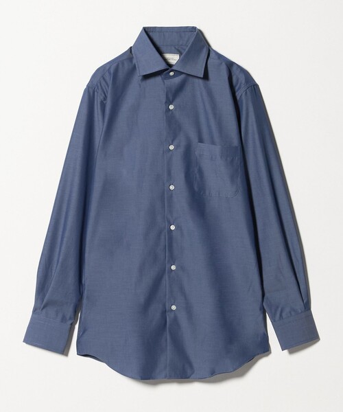 新品未使用品 ORIAN 37 シャンブレーシャツ 総柄 ネイビー green label relaxing（グリーンレーベルリラクシング） フォーマル