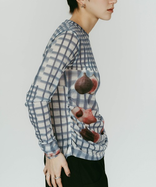 Knuth Marf チェック柄ニット fruit-check print knit/green | KNUTH MARF