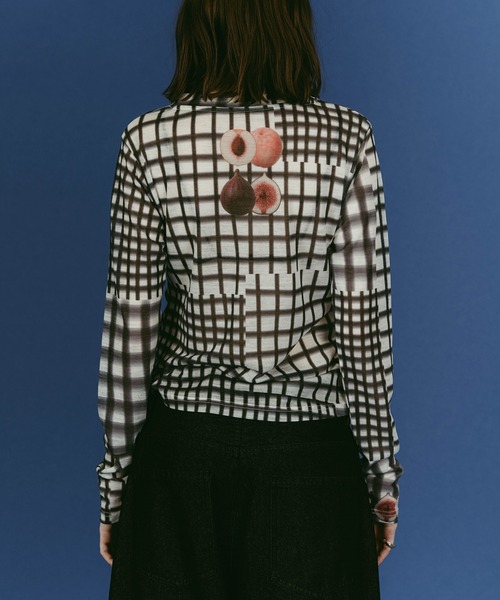knuth marf クヌースマーフfruit-check print knit fruit-check print knit/green | KNUTH MARF