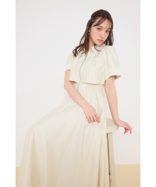 シャツワンピース バストディティールフレアワンピース 春服  夏服の画像