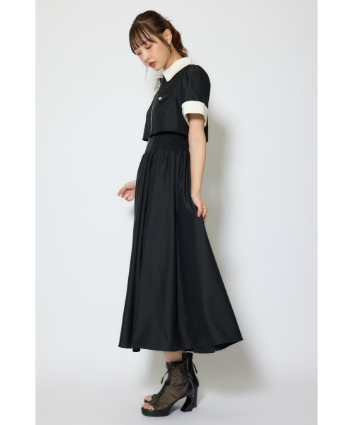 シャツワンピース バストディティールフレアワンピース 春服  夏服の画像