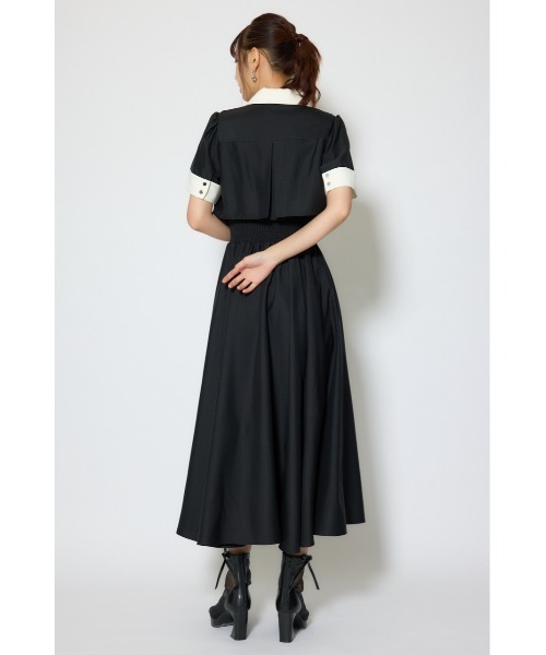 シャツワンピース バストディティールフレアワンピース 春服  夏服の画像