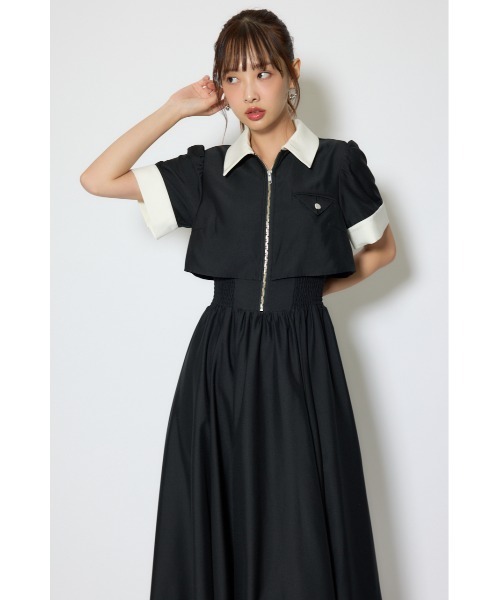 シャツワンピース バストディティールフレアワンピース 春服  夏服の画像