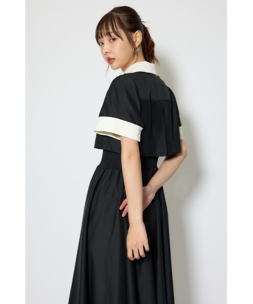 シャツワンピース バストディティールフレアワンピース 春服  夏服の画像