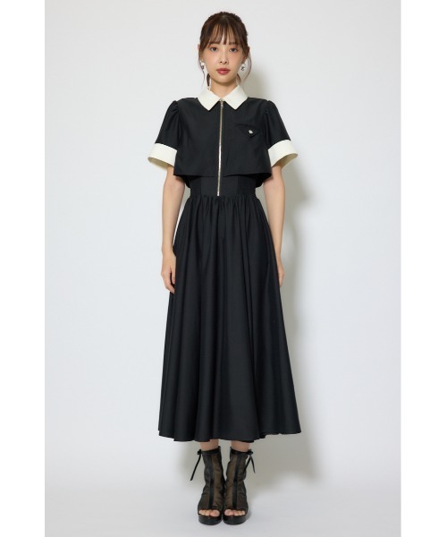 シャツワンピース バストディティールフレアワンピース 春服  夏服の画像