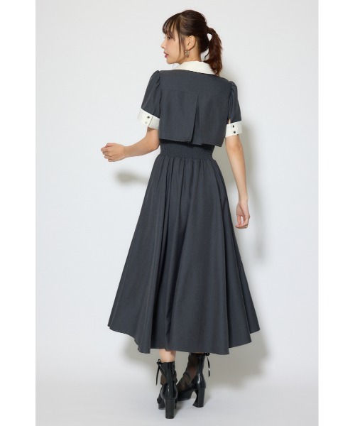 シャツワンピース バストディティールフレアワンピース 春服  夏服の画像