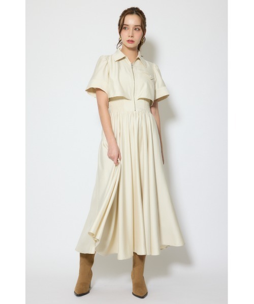 シャツワンピース バストディティールフレアワンピース 春服  夏服の画像