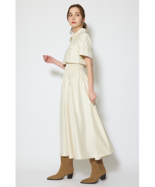 シャツワンピース バストディティールフレアワンピース 春服  夏服の画像