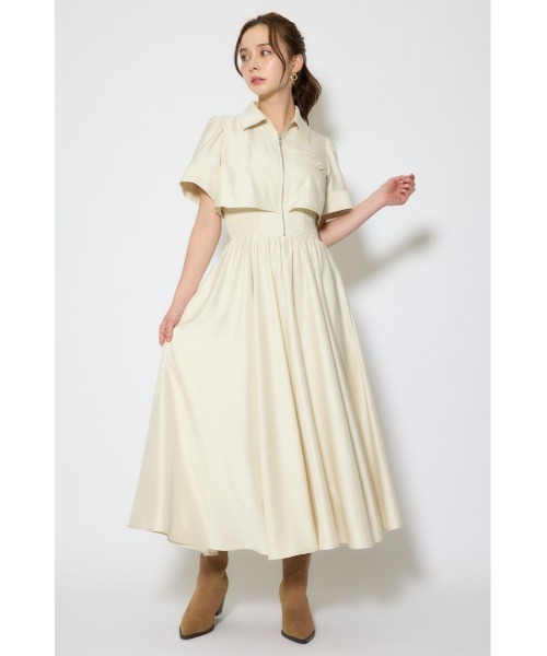 シャツワンピース バストディティールフレアワンピース 春服  夏服の画像