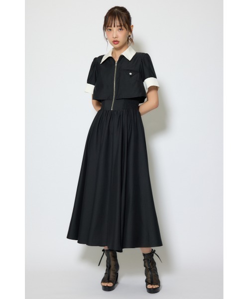 シャツワンピース バストディティールフレアワンピース 春服  夏服の画像