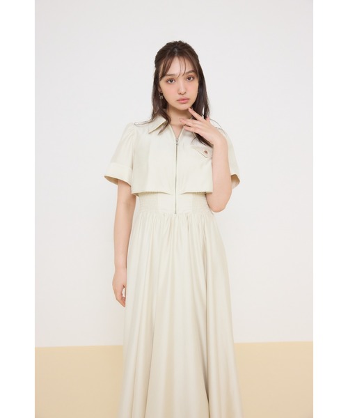 シャツワンピース バストディティールフレアワンピース 春服  夏服の画像