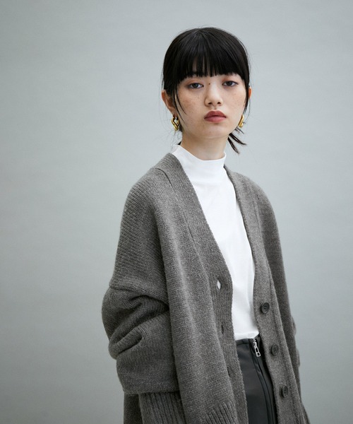 「ADAM ET ROPE'」 ニットカーディガン FREE チャコールグレー レディース_画像4