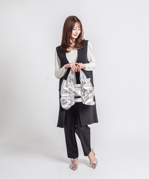 HELOYSE トートバッグ 「HELOYSE/エロイーズ」フリルトートバッグ