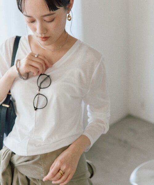 tシャツ 「着回し力抜群」2wayセミシアーロンTee レディースの画像