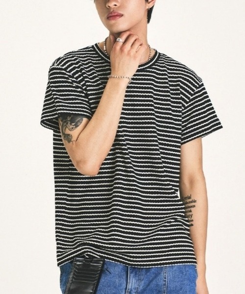 LA MER MA MAISON オーバーフィットシャツ LA MER MA MAISON tシャツ LA MER MA MAISON／ボーダーCAPスリーブ