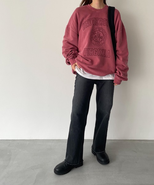 「CANAL JEAN」 「El mar」スウェットカットソー ONE SIZE チャコールグレー レディース_画像4