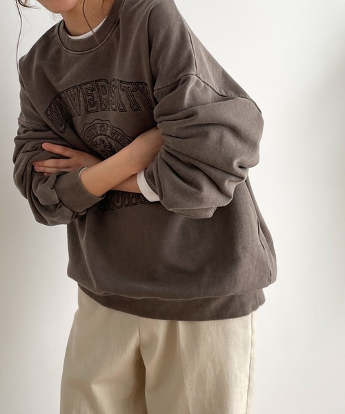「CANAL JEAN」 「El mar」スウェットカットソー ONE SIZE チャコールグレー レディース_画像7