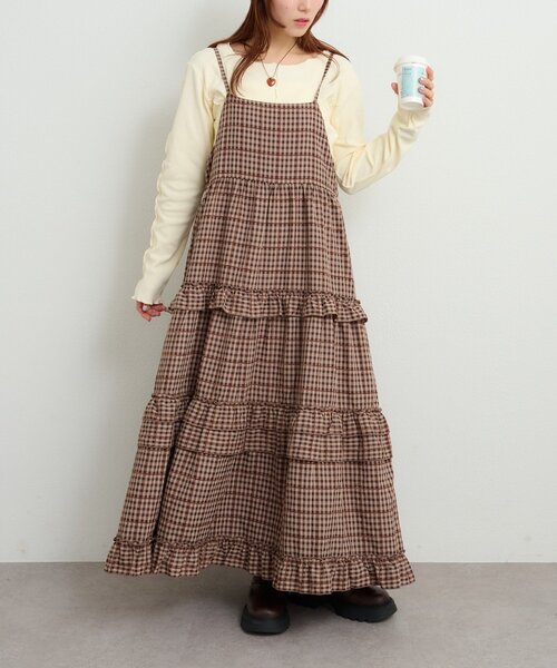 「w closet」 キャミソールワンピース FREE ブラック レディース_画像2