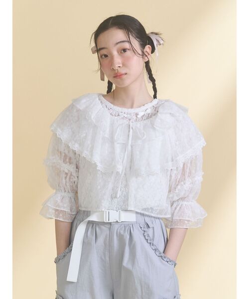 merry jenny（メリージェニー） tシャツ ribbon lace tee レディース