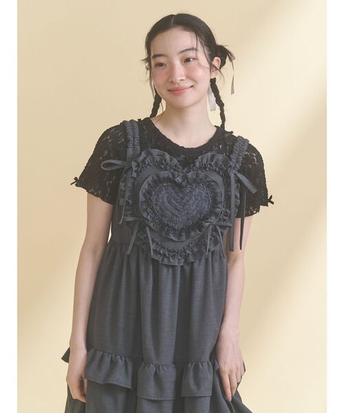 もともさん 取り置き( ¨̮ )♡merry Jenny とんだ林蘭 Tシャツ merry jenny（メリージェニー） tシャツ ribbon lace tee レディース