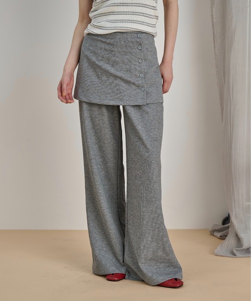 LOSCa スウェットパンツ ジャージ ラップスカート付き フレア