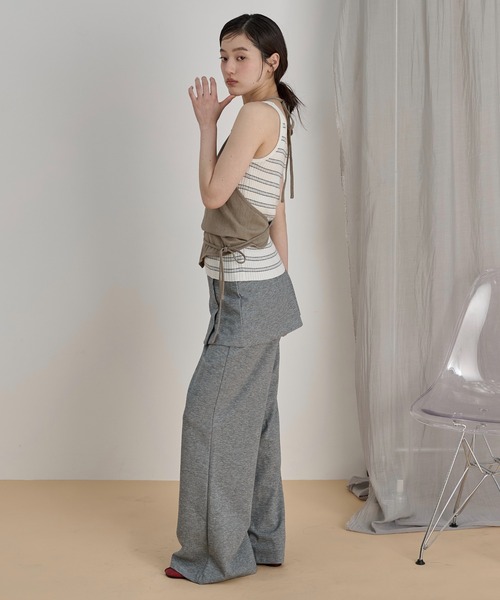 LOSCa スウェットパンツ ジャージ ラップスカート付き フレア